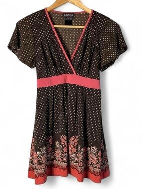 Hot Tempered Y2K Brown & Pink Polka Dot Whimsygoth Empire Waist Top